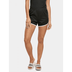bequeme Urban Classics Damen Shorts 240 g/m² mit Baumwolle Schwarz/Weiß