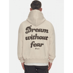 Comfortable, loose-fitting men's hoodie in beige cotton