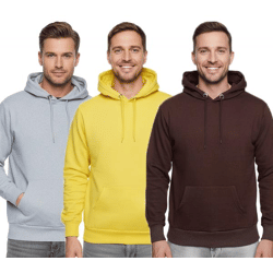 Bequemer Kapuzen-Pullover für Herren in Regular Fit-Passform Hoodie Sweater 19161 Grau, Gelb oder Braun