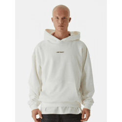 bequemer Lost Youth Herren Hoodie Taschen Slim Fit 460 g/m² mit Baumwolle Weiß