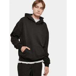 bequemer Urban Classics Herren Hoodie Rippstrick Kapuze 300 g/m² mit Baumwolle Schwarz