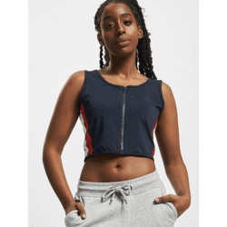 bequemes Urban Classics Damen T-Shirt Stretch Reißverschluss 210 g/m² Blau/Rot/Weiß