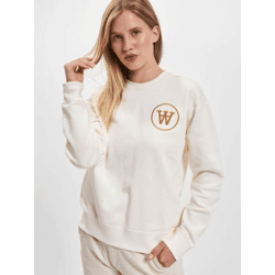 bequemes Wood Wood Damen Sweatshirt Rippbündchen mit Baumwolle Ecru-Weiß