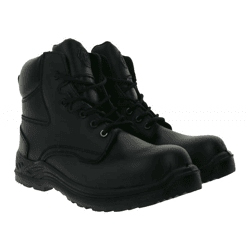 BLACKROCK Defender Damen wasserabweisende Sicherheits-Schuhe S3 aus Echtleder Arbeits-Stiefel mit HRO-Sohle Schnür-Schuhe CF2408 Schwarz