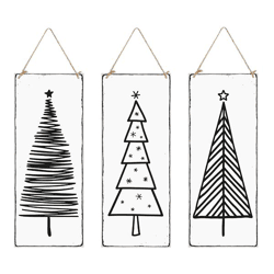 Blechschild Tannenbaum s/w, 3/s, 14x35cm