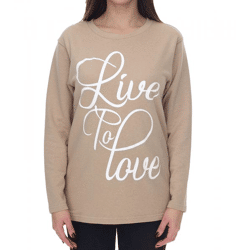 BOYSEN`S Sweater Damen Pullover Live to Love Schriftzug Baumwoll-Sweater 35082539 Beige