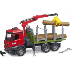 Bruder 03669 - MB Arocs Holztransport-LKW mit Ladekran, Greifer + Baumstämme