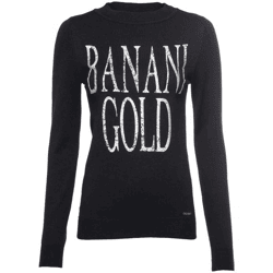 bruno banani Damen Rundhals-Pullover mit großem Frontprint Feinstrick-Sweater 67912760 Schwarz
