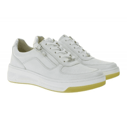CAPRICE Women's Sneakers with a Layered Look, Genuine Leather Shoes, Lace-Up Shoes 9-23720-44 191 White