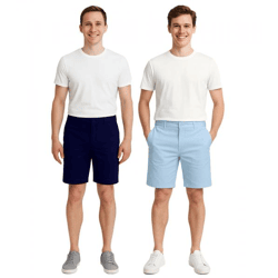 CASUAL FRIDAY Peterson Herren Freizeit-Bermuda Chino-Hose mit Leinen Baumwoll-Shorts kurze Hose 20504682 in Dunkelblau oder Hellblau