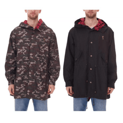 Cavallo de Ferro Herren Parka im Camouflage-Look Herbst-Jacke mit Kapuze Übergangs-Jacke CSJA002 Grün oder Schwarz