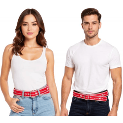 Champion Gürtel für Damen und Herren mit Marken-Logo Alltags-Gürtel 150cm CH3004BFFN1-105 Schwarz/Weiß