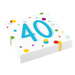 Confetti Birthday - 20 Servietten Birthday 40 - 33 x 33 cm
