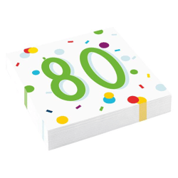 Confetti Birthday - 20 Servietten Birthday 80 - 33 x 33 cm