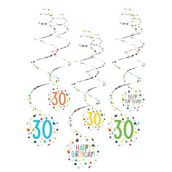 Confetti Birthday - 6 Deko-Spiralen 30 - 61 cm
