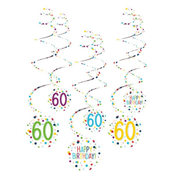 Confetti Birthday - 6 decorative spirals 60 - 61 cm
