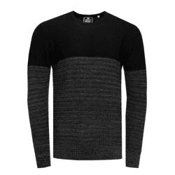 Cooler Herren Feinstrick-Pullover mit Colorblock Rundhals-Sweater 13376 Schwarz