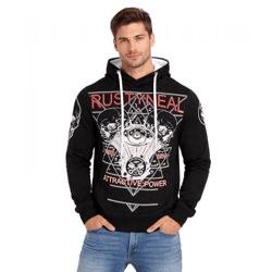 Cool Men's Hoodie with a Rock-Inspired Print 19148 Black