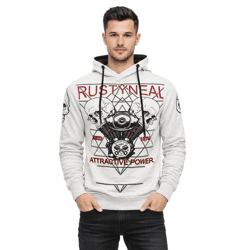 Cool Men's Hoodie with a Rock-Inspired Print Sweater 19148 Gray