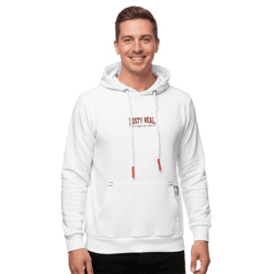 Cool Men's Hooded Sweatshirt with a Casual Kangaroo Pocket, Pullover, Sweatshirt 19152 White
