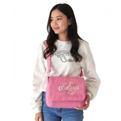 Corona Bier Vintage Tasche Damen Schultertasche kleiner Shopper Fanartikel Logo-Stickerei Canvas Rosa
