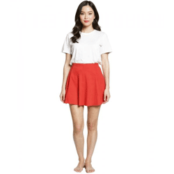 COURSE Damen Mini-Rock Jersey-Rock mit Gummizug ausgestellter Sommer-Rock Rot