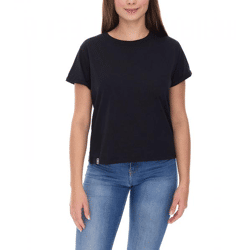 COURSE Damen T-Shirt mit Armaufschlag Sommer-Shirt Baumwoll-Oberteil Freizeit-Shirt 900799 Schwarz
