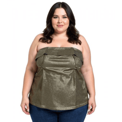 Damen auffälliges Bandeau Sommer-Top Festival-Shirt 956209 Gold