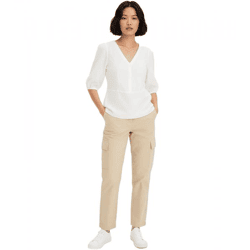 Damen Bluse aus feinem Viskose-Mix Sommer-Shirt 3/4 Arm 696075 Weiß