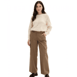 Damen Cargo-Hose Freizeit-Hose praktische Alltags-Hose Straight Fit 966705 Braun