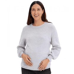 Damen Pullover kuscheliger Umstands-Pulli Schwangerschafts-Kleidung Große Größen 929463 Grau