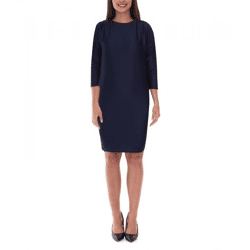 Damen Sommer-Kleid Jersey-Kleid in Ripp-Strick-Struktur mit 3/4 Arm 962523 Dunkelblau