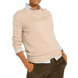 Damen Strick-Pullover mit Rundhals-Ausschnitt Alltags-Pullover Sweater 909761 Beige