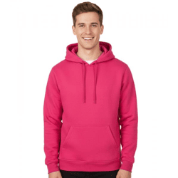 DEF MERCH Herren Kapuzen-Pullover Baumwoll-Hoodie mit Eingriffstaschen Sweater BY011 Hibiskus Pink