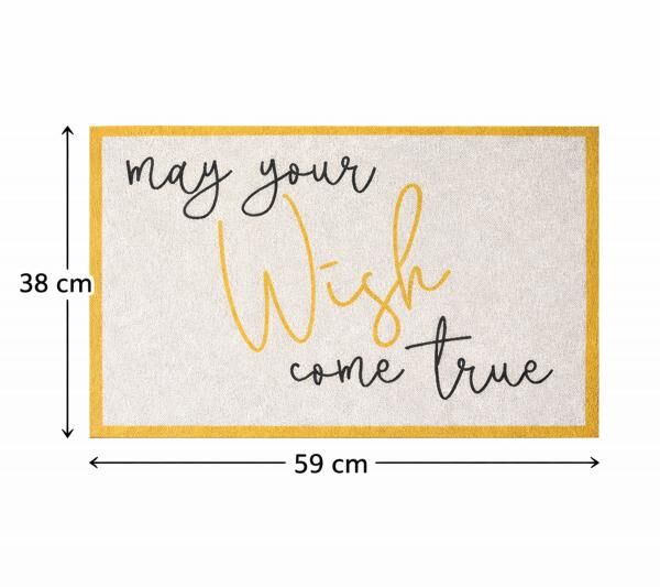 Dekorative Schmutzmatte &bdquo;May Your Wish Come True&ldquo; &ndash; rutschfeste Fu&szlig;matte Schmutzfangmatte 38&times;59 cm silbergrau