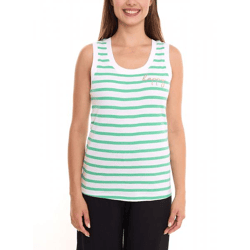 DELAMO Striped Tanktop enganliegendes Damen Baumwoll-Shirt mit Stickerei 24025421 Grün/Weiß