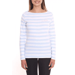 DELMAO Damen Langarm-Shirt gestreiftes Baumwoll-Sweatshirt 85025237 Blau/Weiß
