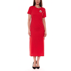 DELMAO Damen Maxi-Kleid Jersey-Kleid mit hohen Schlitzen 82576949 Rot