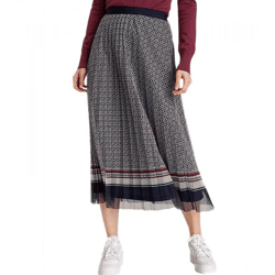 DELMAO Damen Rock stylischer Maxi-Rock Plissee-Rock mit Falten 60748663 Blau/Rot