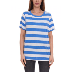 DELMAO Women's Striped Crew-Neck T-Shirt 63058126 Blue/White