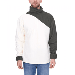 Denim Project Herren Fleece-Pullover schlichter Rollkragen-Pullover DP-10023-123 586 Weiß/Grün