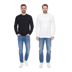 Denim Project Men's Knit Sweater with Subtle Pattern, Cotton Sweater, Winter Sweater, Long-Sleeve Shirt, DP-10023-073, White or Black