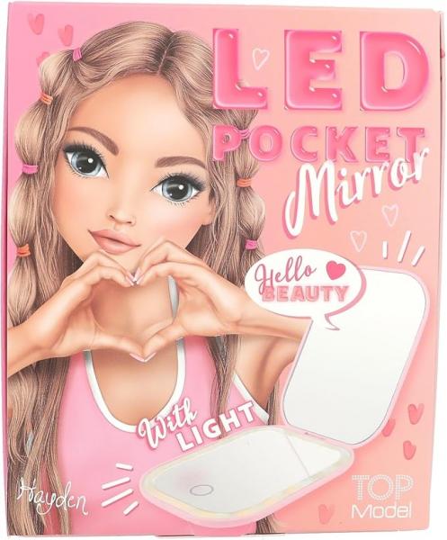 Depesche 13502 TOPModel - LED Taschenspiegel Beauty and ME, Klappspiegel in Rosa, mit Vergrößerungsspiegel und 3 Licht-Stufen, inkl. Ladekab