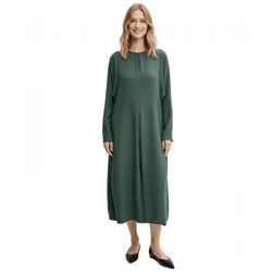 drapiertes Damen Midi-Kleid langärmliges Übergangs-Kleid Business-Kleid 976480 Grün