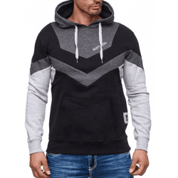 Dynamischer Herren Hoodie im Colorblock Design Kapuzen-Pullover mit Kängurutasche sportlicher Sweater 19044 Anthrazit