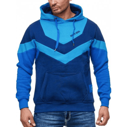 Dynamischer Herren Hoodie im Colorblock Design Kapuzen-Pullover mit Kängurutasche sportlicher Sweater 19044 Türkis