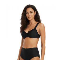 Edles Damen Bügel-Bikini-Oberteil mit Minimizer-Effekt Bademode E-Körbchen 976967 Schwarz