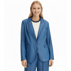 eleganter Lyocell-Blazer für Damen bequemer Ausgeh-Blazer Business-Blazer 931800 Blau