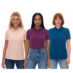ELEVATE Calgary Damen Polo-Shirt Baumwolle Polo-Hemd Pique-Strick 200 g/m² Rosa-Blush, Lila oder Blau
