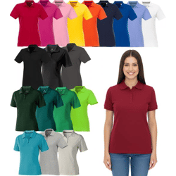 ELEVATE Helios Damen Polo-Shirt Baumwolle Polo-Hemd Pique-Strick 180 g/m² 38107 in Weiß, Rot, Blau, Gelb, Pink, Orange, Grün, Grau, Beig